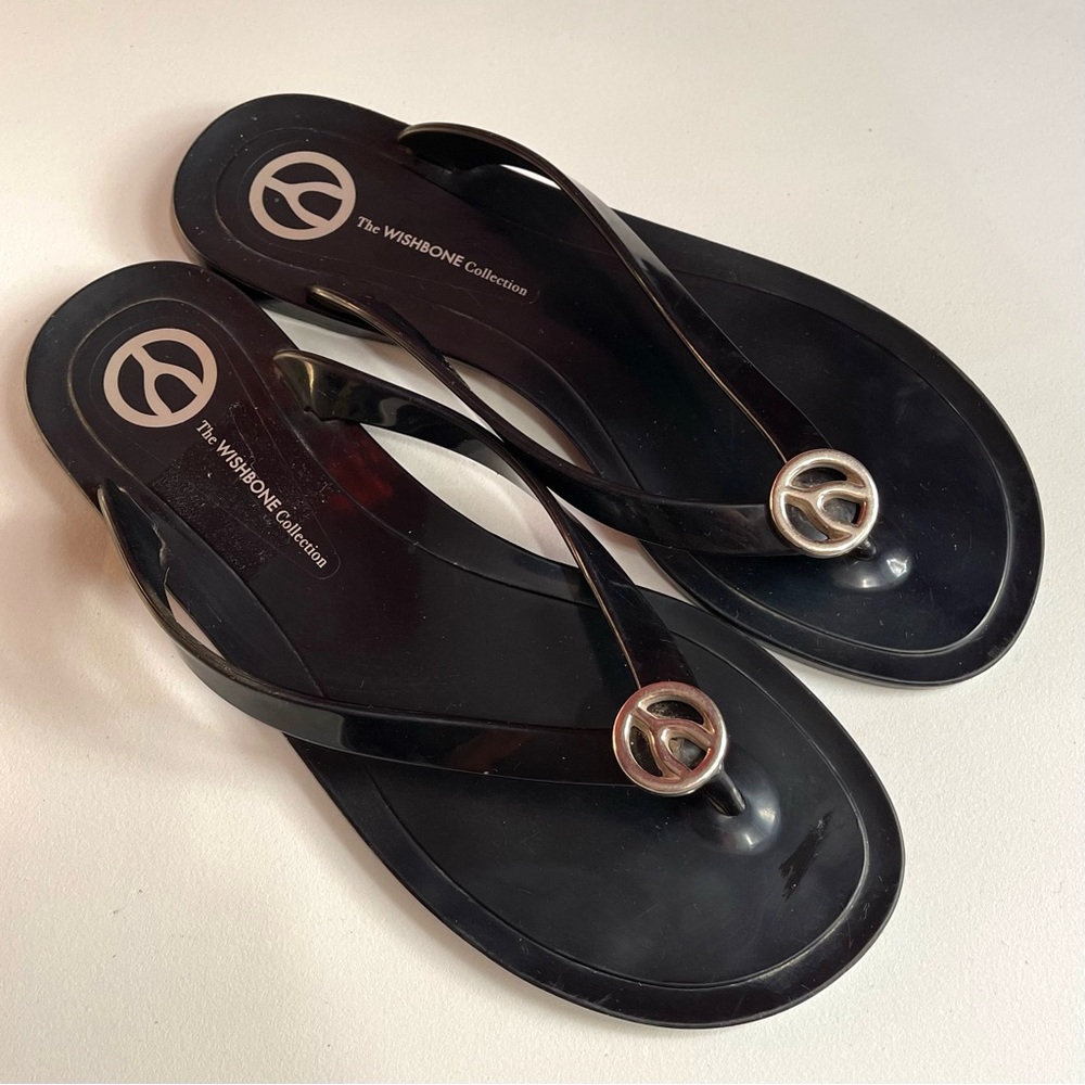 The Wishbone Collection Women’s Black Flip Flops